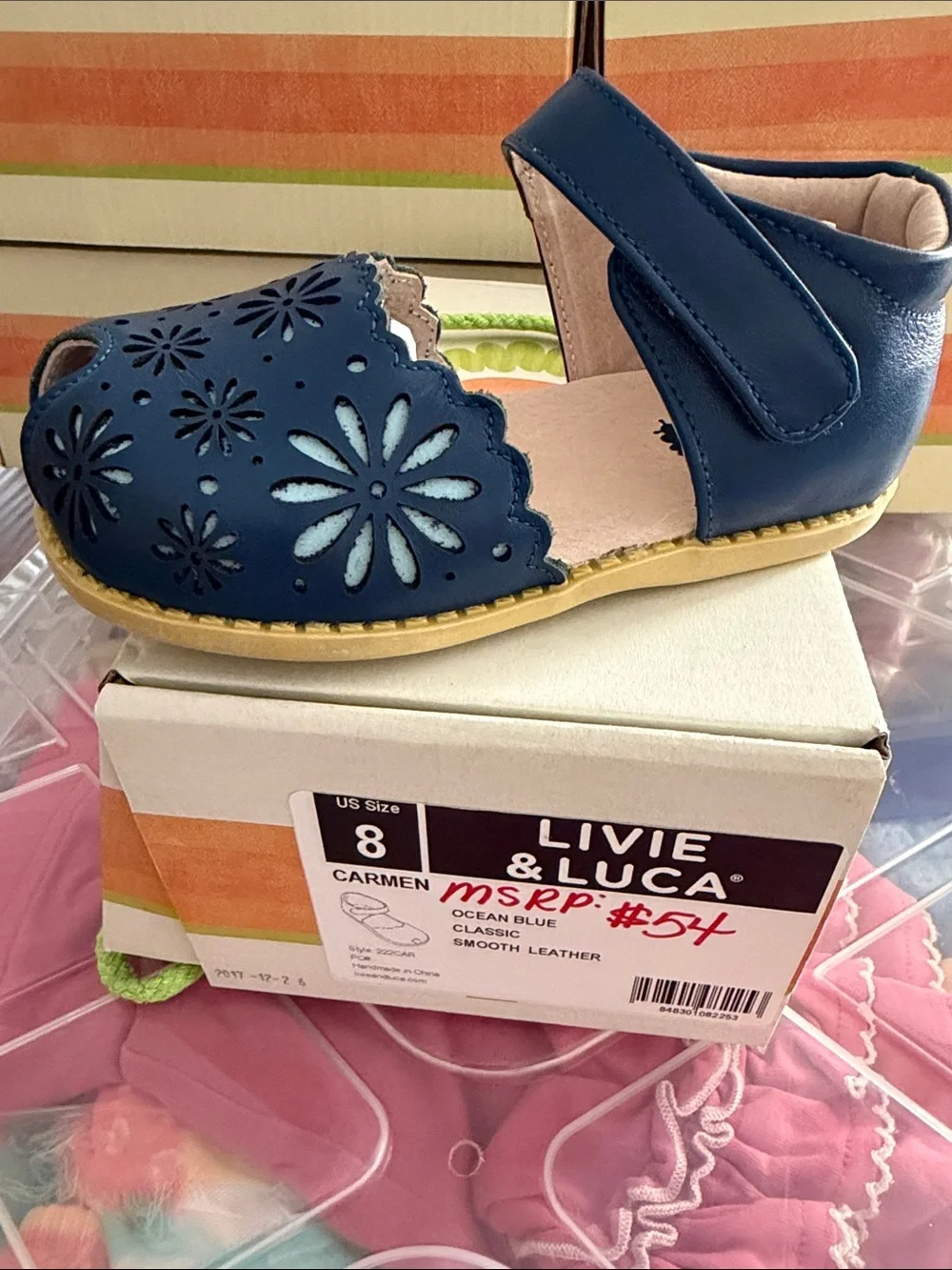 Livie & Luca Ocean Blue Floral Cutout Carmen Sandal